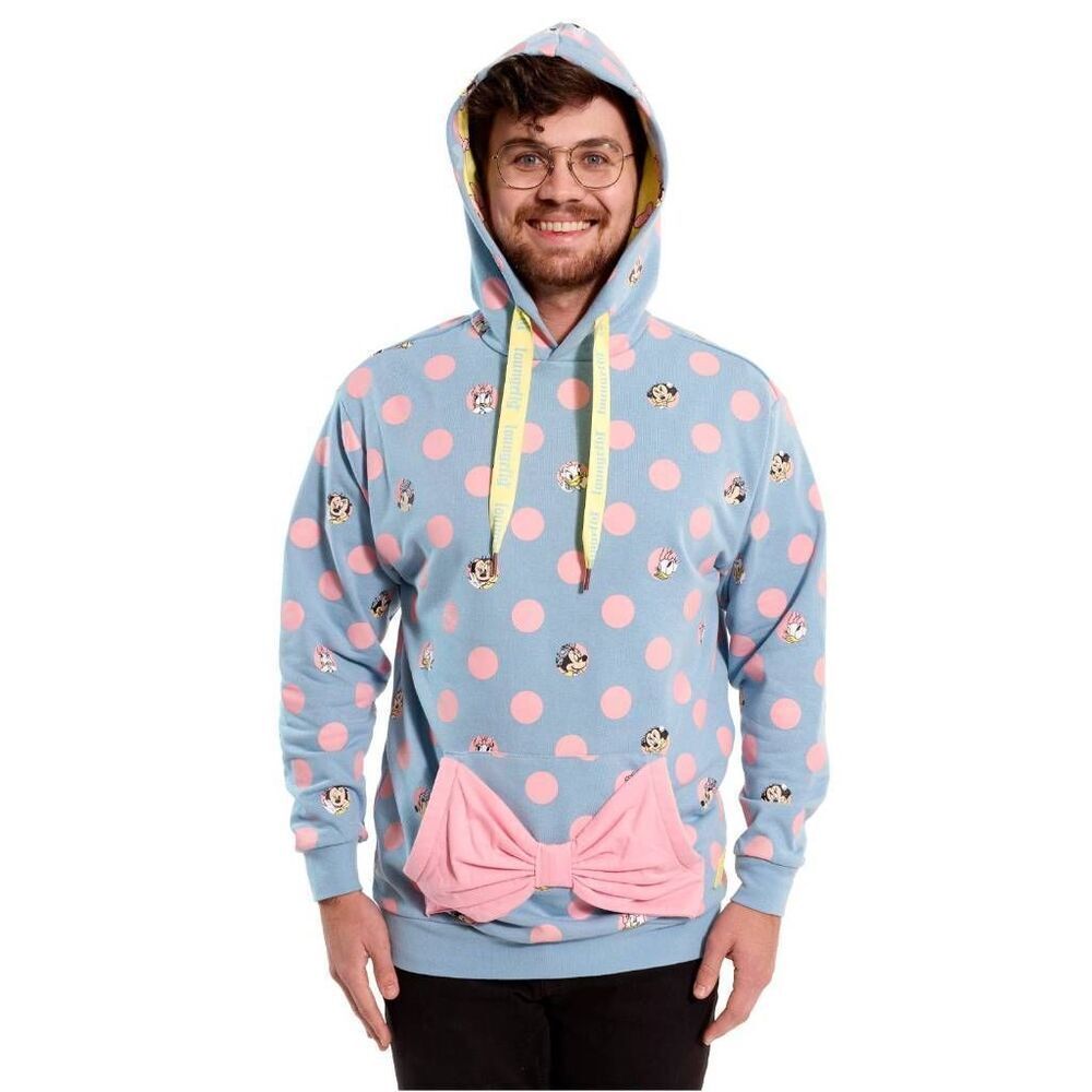 NWT Loungefly Disney Minnie Mouse Medium Pastel Polka Dots French Terry Hoodie - Picture 11 of 15